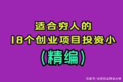 新型小投资项目(小投资项目推荐)