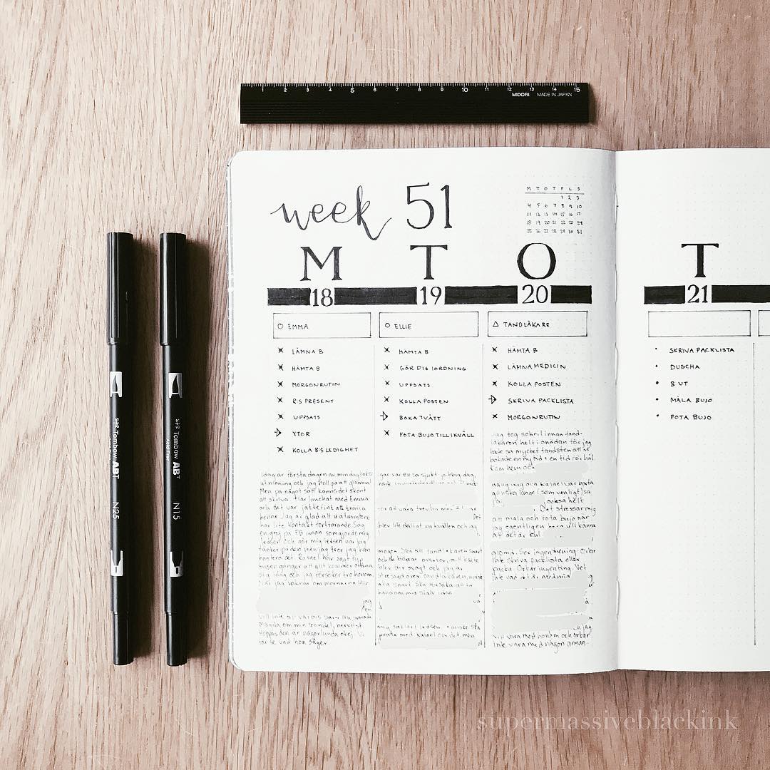 又是高级感满满的黑白简约风手帐!一支黑色笔就能画出的好看手帐