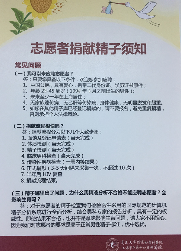 复旦精子库百余名捐献者均35岁以下，总合格率不到10%