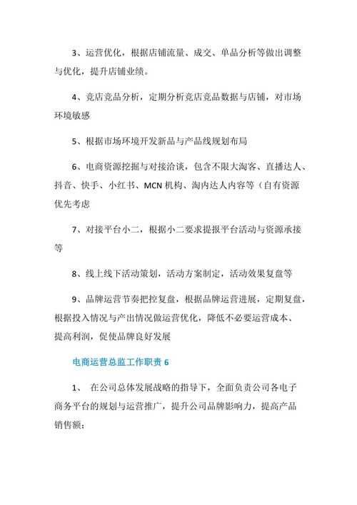 电商总监岗位职责