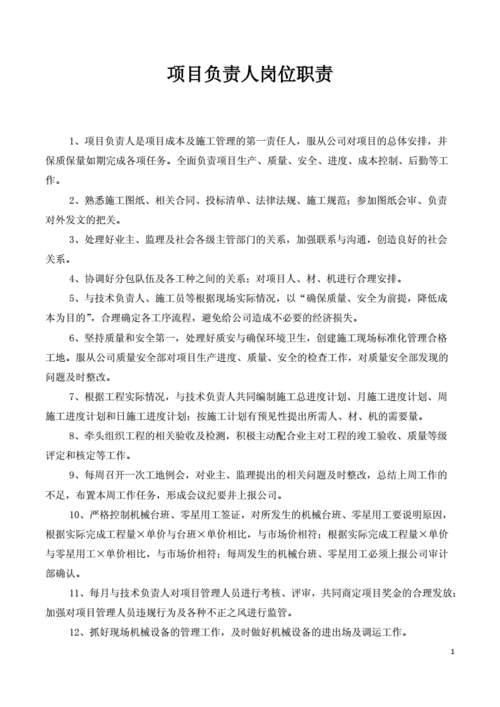 项目负责人的主要职责