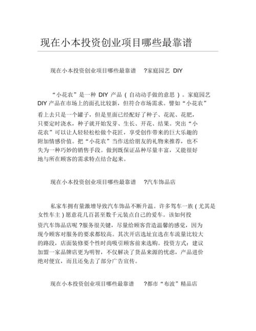 小本投资项目